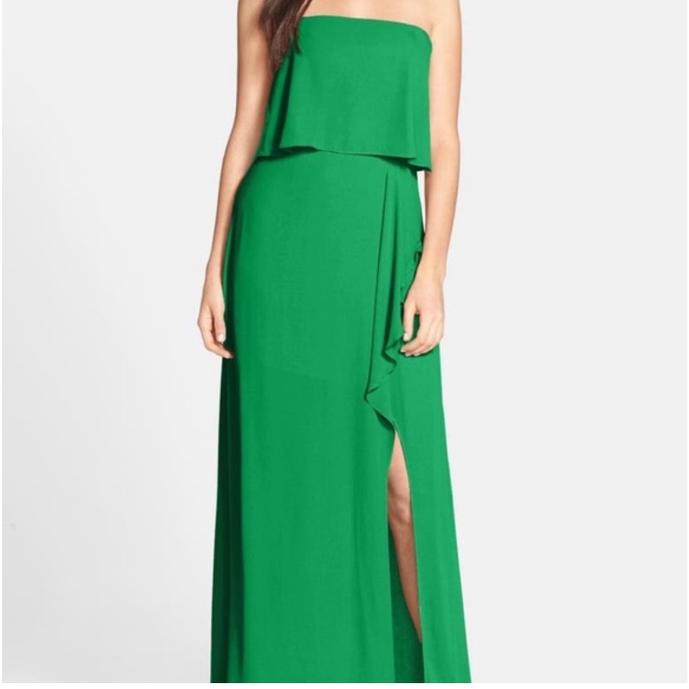 BCBG GREEN felicity strapless gown